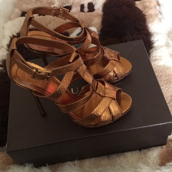 Gucci Malika Python High Heel Sandals 38 - Picture 3 of 8